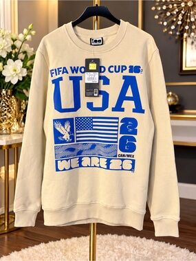Lee USA World Cup Graphic Crewneck Sweatshirt - Cream & Blue